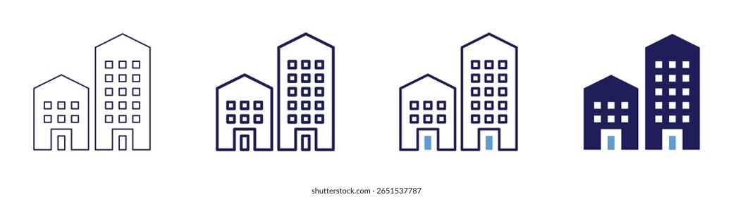 Building demolition icon in 4 different styles. Thin Line, Line, Bold Line, Duotone. Duotone style. Editable stroke.