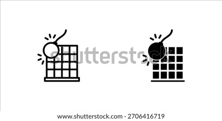 building demolition icon set with a wrecking ball, eps10