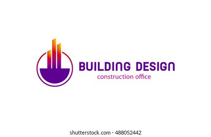 Building design or architecture logotype design template. Design logo elements. Business chart, graphic icon city, skyscrapers. Real estate logotype design vector illustration.