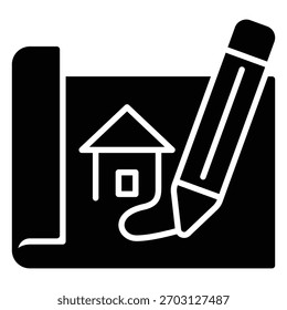 Icono de proceso de esbozo de dibujo de diseño de edificio