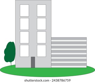 Gebäudegestaltung mit Garage und Baum