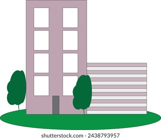 building design with garage and two trees 