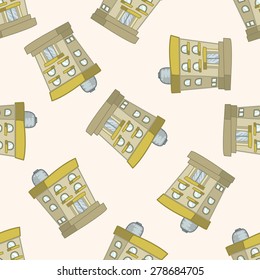 Building design house, cartoon seamless pattern background