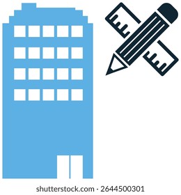 Building design icon vector, showcasing architectural planning and creative structure. Perfect for themes of blueprint, urban development, conceptualization, and construction engineering.