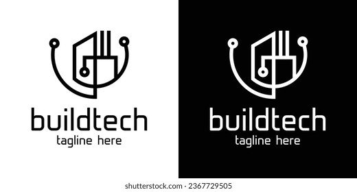 Baudesign-Logo mit moderner Technologie für Bauunternehmen