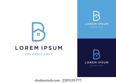building design logo, or monogram or initials letter B with house
