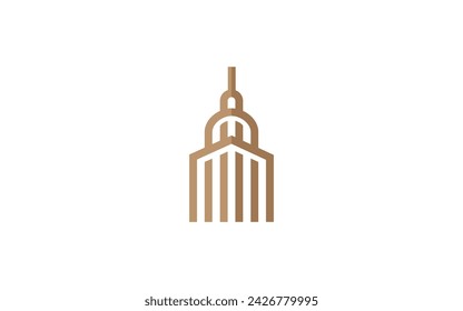 Building design logos or tall buildings with line art