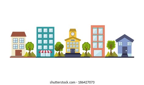 Building design over white background, vector illustration
