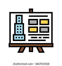 building design presentation color icon vector. building design presentation sign. isolated symbol illustration