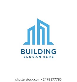 Building design vector logo with modern simple and creative concept idea 