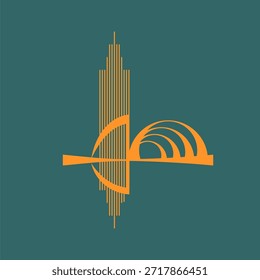 Desarrollo de edificios. El emblema es de estilo art déco.