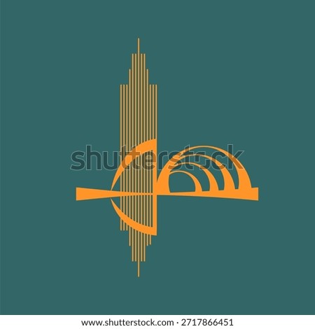 Building development. The emblem is in the Art Deco style.
