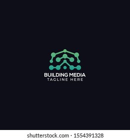 building digital logo vector concept with awesome gradient