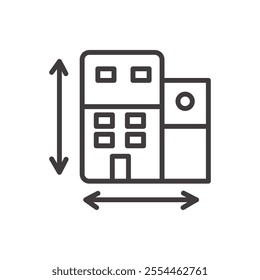 Building Dimension thin liner icon vector.