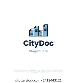 Building document logo, paperwork landscape building logo concept