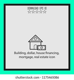 Building, dollar, real estate icon  line icon
