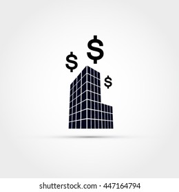 Building with dollar signs icon