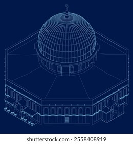 building dome contour vector illustration. Isometric view