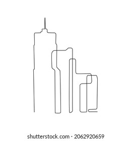 Building Doodle Skyline Hand Drawn. City One Line Art Illustration Landmark. Minimalistic Sketch Pen Background.