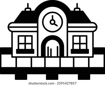 A building with a door and a clock on the front