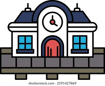 A building with a door and a clock on the front