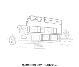 Modern House Draw Images Stock Photos Vectors Shutterstock