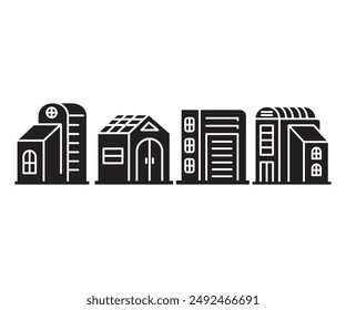 building and edifice icons set vector illustration