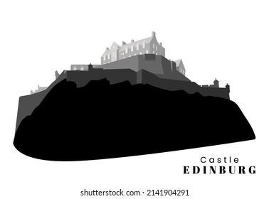 The building of Edinburgh Castle in Scotland. Historical landmark of the United Kingdom. Flat vector illustration main attraction of Edinburgh for website vector illustration.