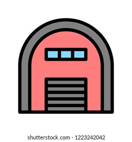 Building editable stroke icon of front  view of house in flat design.