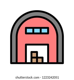 Building editable stroke icon of front  view of house in flat design.