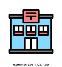 building editable stroke icon of post office in flat design.