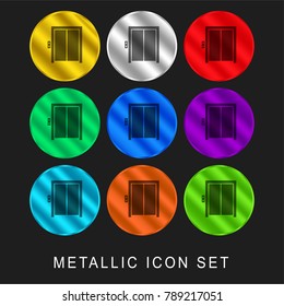 Building Elevator Doors 9 Color Metallic Chromium Icon Or Logo Set Including Gold And Silver