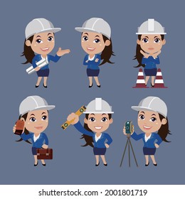 Building engineer with different poses