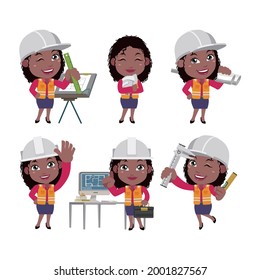 Building engineer with different poses