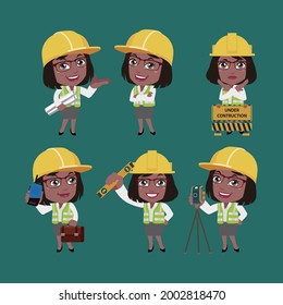 Building engineer with different poses