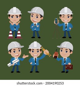 Building engineer with different poses