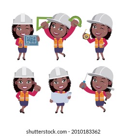 Building engineer with different poses