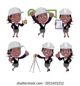 Building engineer with different poses