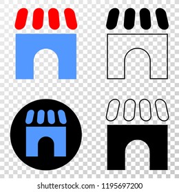 Building EPS vector icon with contour, black and colored versions. Illustration style is flat iconic symbol on chess transparent background.
