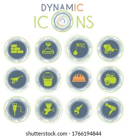 equipo de construcción iconos dinámicos para iconos web e interfaz de usuario