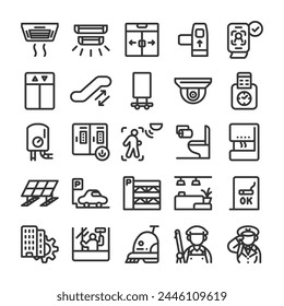 Building equipment maintenance icon set