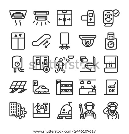 Building equipment maintenance icon set
