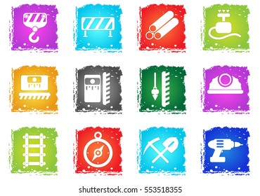 building equipment simply symbol in grunge style for user interface design