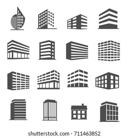 Building estate icons set vector