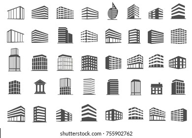 building and estate icons set vector illustration