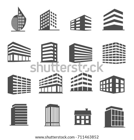 Building estate icons set vector