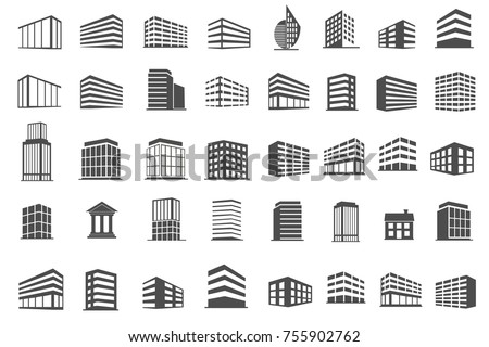 building and estate icons set vector illustration