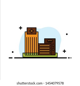 Building, Estate, Real, Apartment, Office  Business Flat Line Filled Icon Vector Banner Template