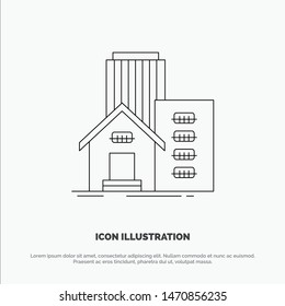 Building, Estate, Real, Apartment, Office Line Icon Vector. Vector Icon Template background