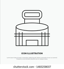 Building, Exterior, Game, Sport, Stadium Line Icon Vector